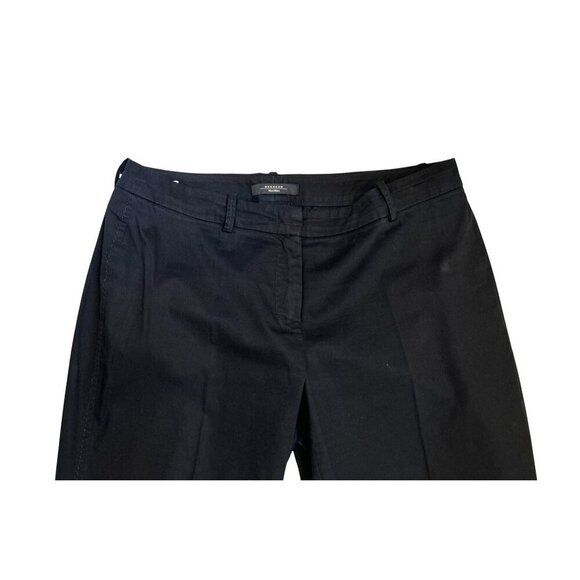 WEEKEND MAX MARA Cropped Straight Leg Pants Stretch Cotton Black Size 14 - Picture 2 of 10